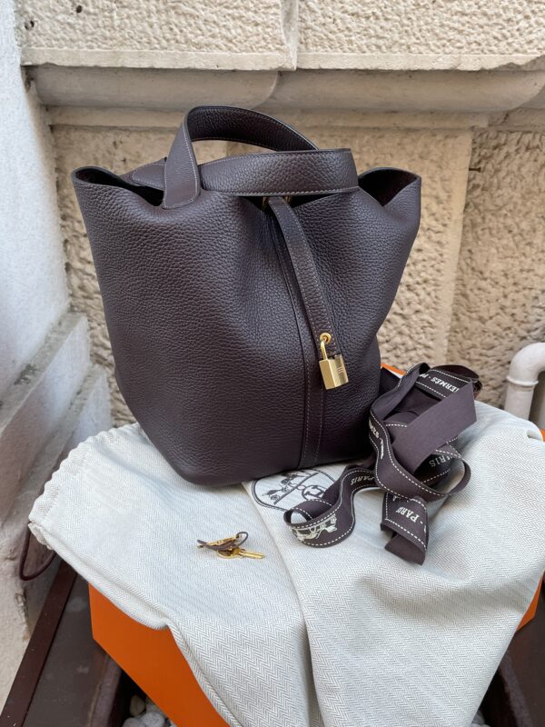 Hermes borsa Picotin Lock 22 Taurillon Clemence colore “rouge sellier” - immagine 3