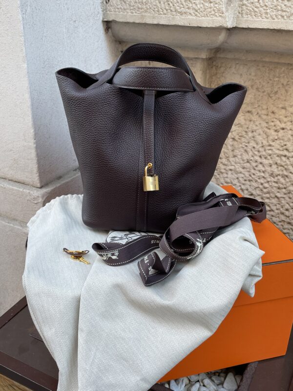 Hermes borsa Picotin Lock 22 Taurillon Clemence colore “rouge sellier” - immagine 2