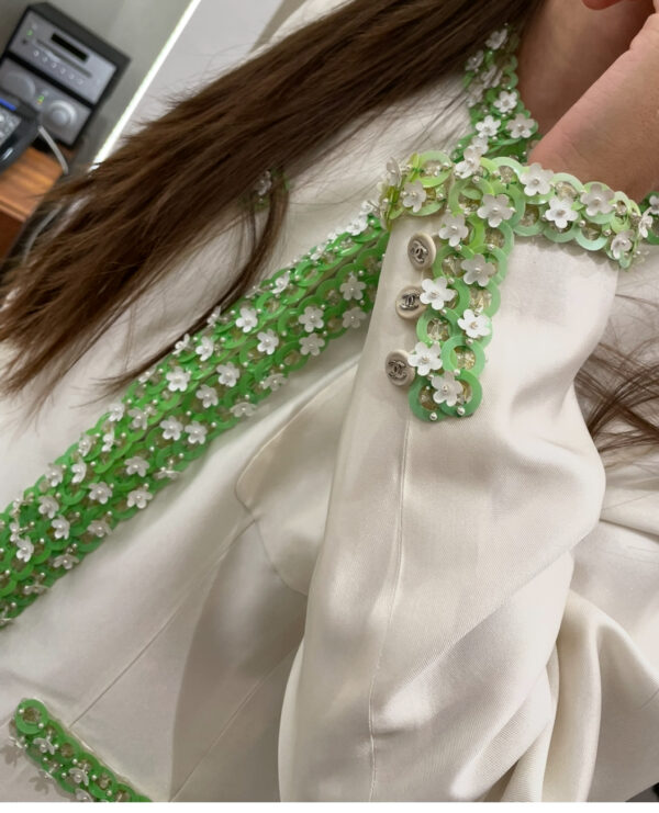 Chanel 96P Giacca In Seta Con Bordi  Margherite - immagine 3